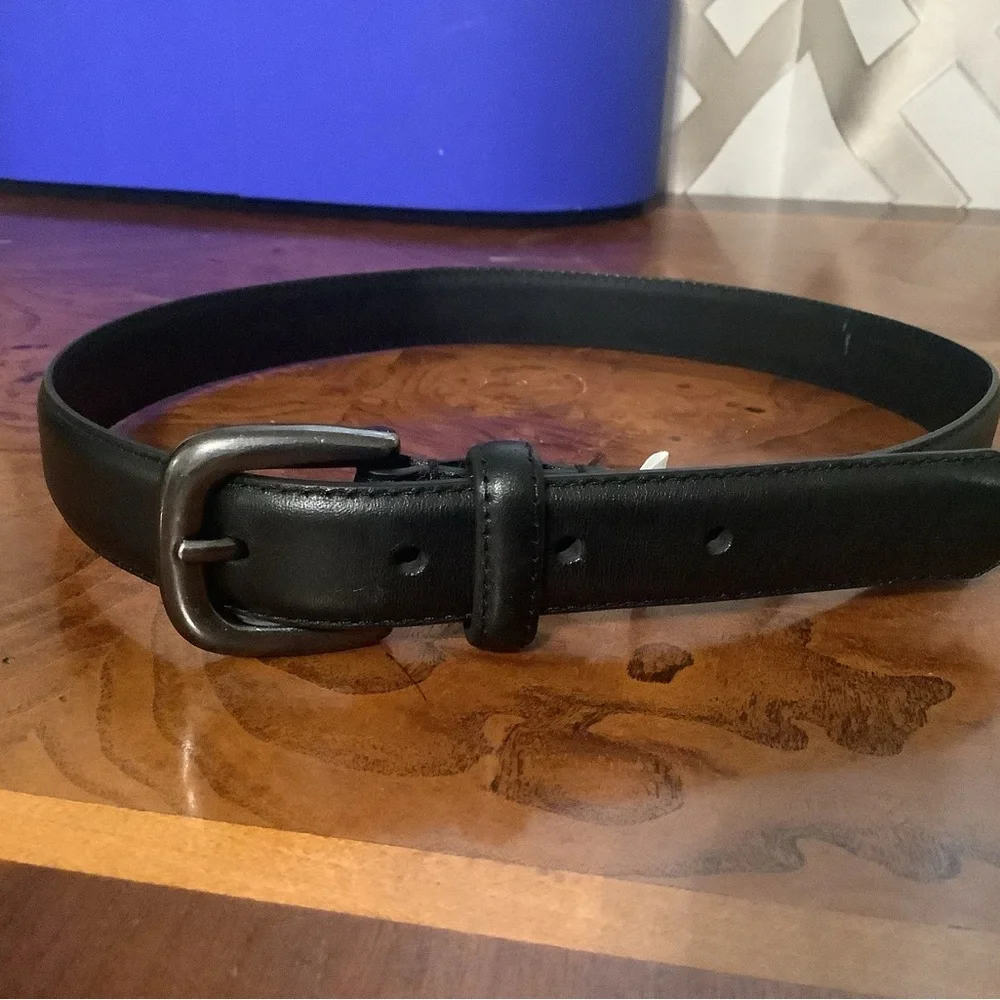Janie and Jack black leather belt boys size 6-8 EUC